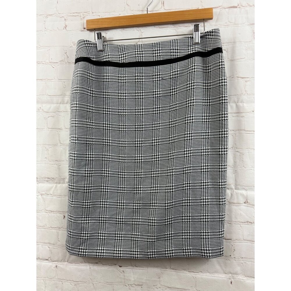 Le Suit Separates Skirt Womens Size 8 Black White Houndstooth Lined Casual